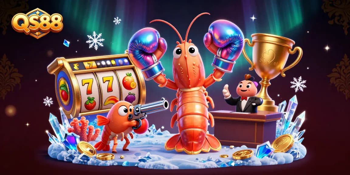Engage with the thrilling QS88 casino experience featuring dynamic slot elements and vibrant characters.