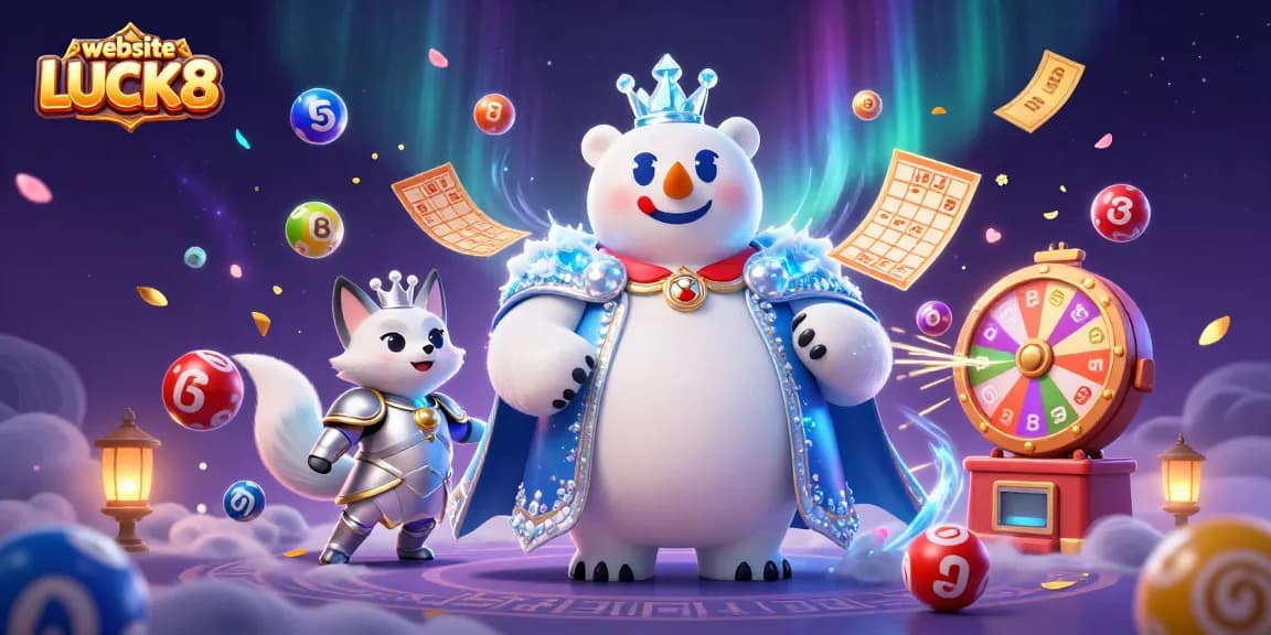 Engage with the dynamic experience of website LUCK8, featuring a polar bear and fox in a magical casino setting.