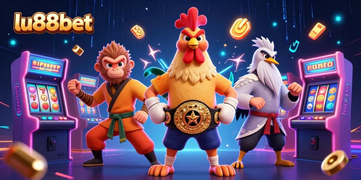 Experience thrilling moments with lu88bet's vibrant casino illustration featuring iconic characters and gaming elements.