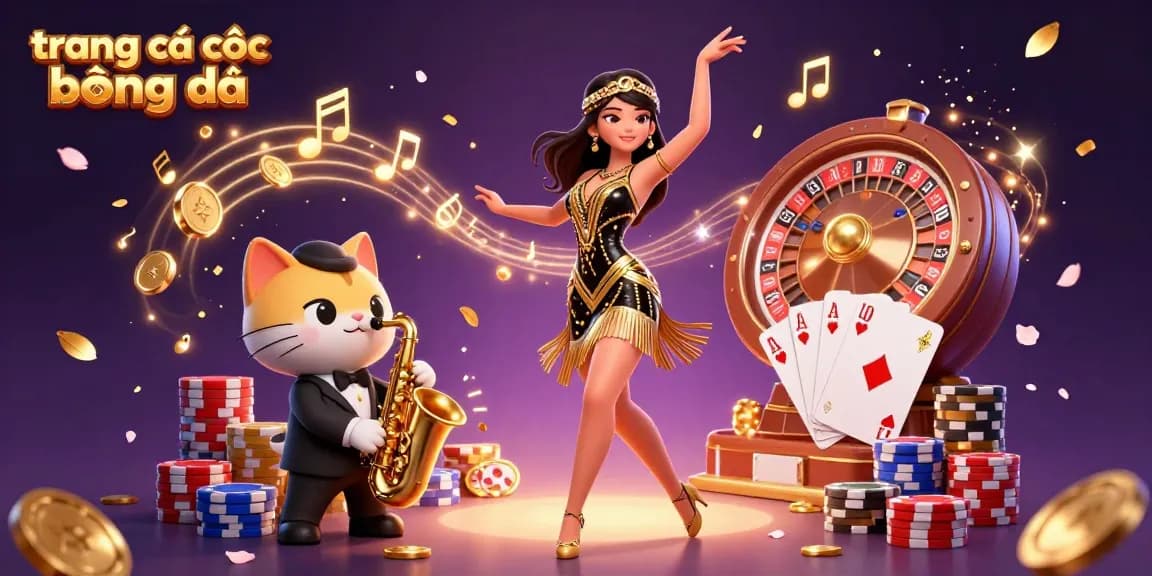 Engage in lively betting at trang cá cược bóng đá with colorful casino elements and dynamic characters.