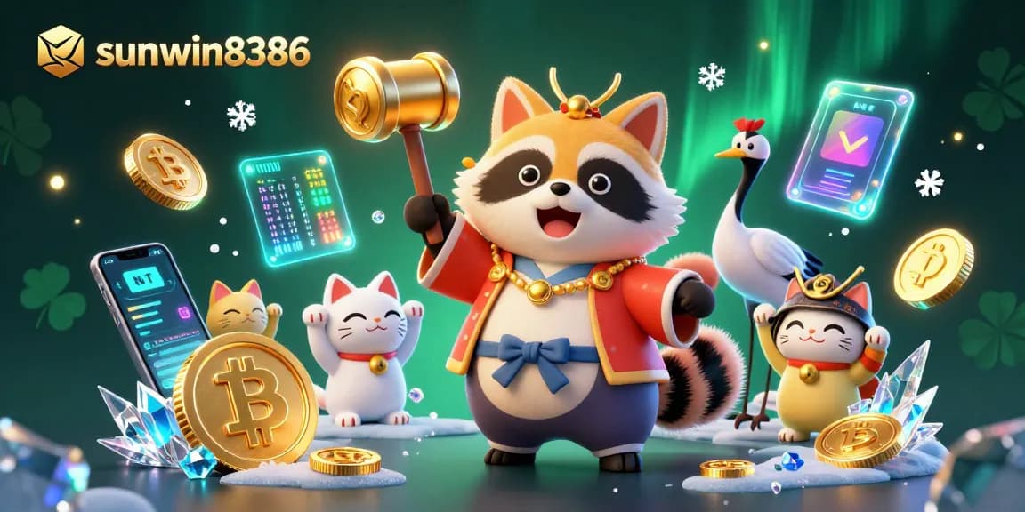 Engage with sunwin8386 while enjoying a dynamic 3D casino illustration featuring lucky symbols and vibrant colors.