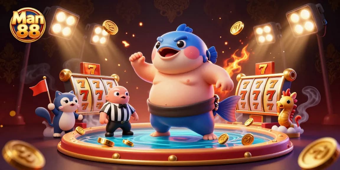 Experience excitement at Man 88 with a vibrant underwater casino scene filled with lucky slot elements.