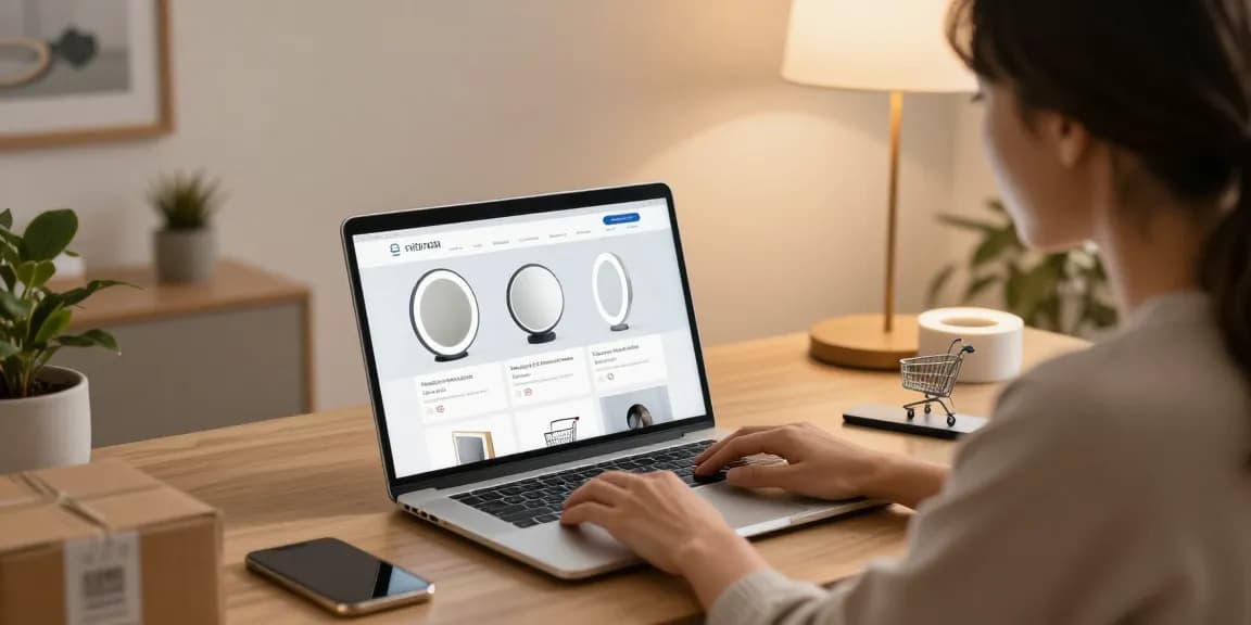 An online shopping experience showcasing the sleek oglinda baie available at best deals on an e-commerce platform.