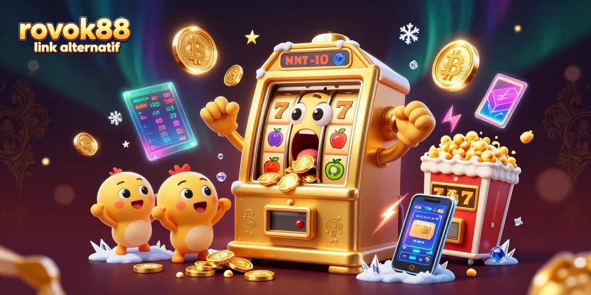 Spin and win with rokok88 link alternatif on a vibrant 3D slot machine scene bursting with action and excitement.