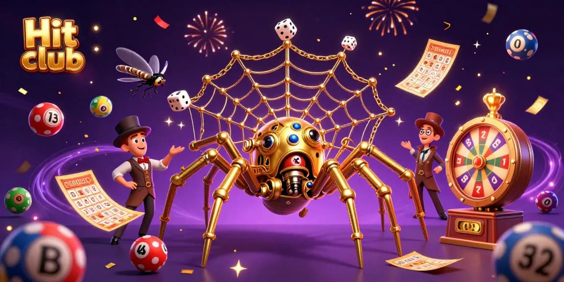 Hit club captures thrilling gambling moments with dynamic dice, vibrant lottery balls, and engaging elements.