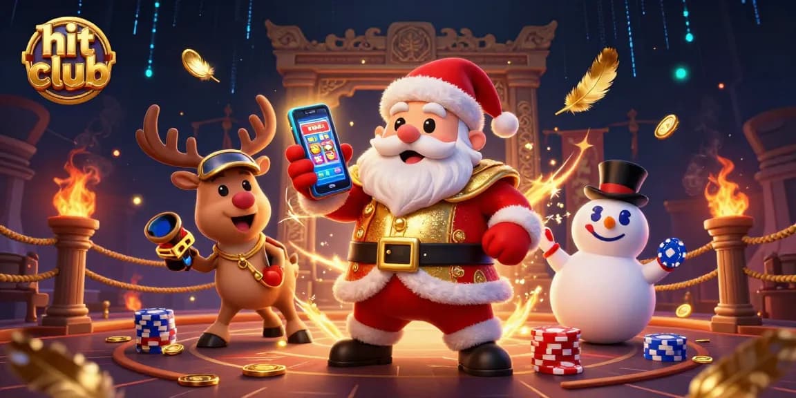 Experience the thrill of the hit club with a vibrant casino scene featuring Santa and his friends.