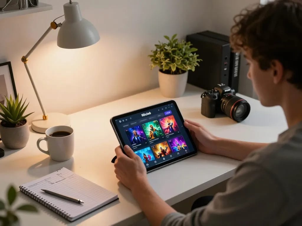 Engaging in online gaming on Hitclub tablet with dynamic gaming interface