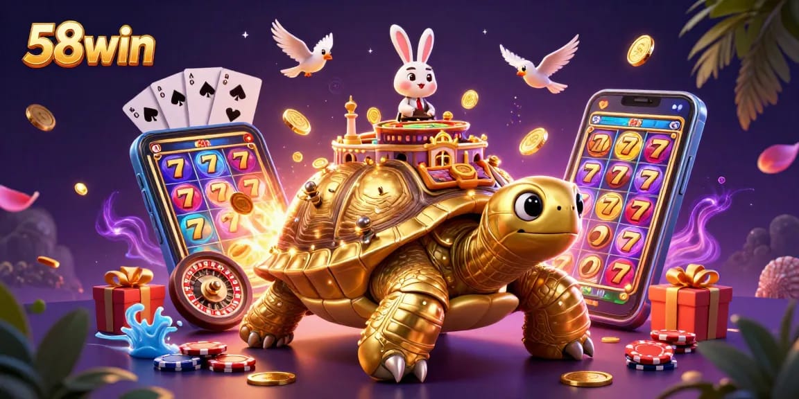 Experience thrilling wins at 58win with vibrant casino elements and a festive atmosphere.