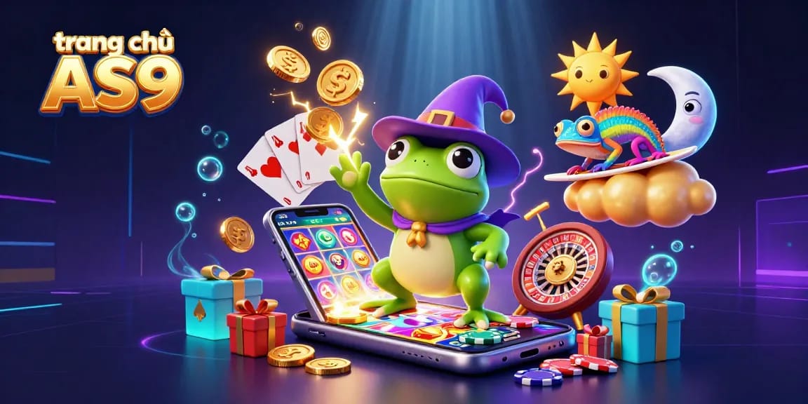 Engage with the vibrant gaming scene at trang chủ AS9, featuring interactive gambling elements and characters.