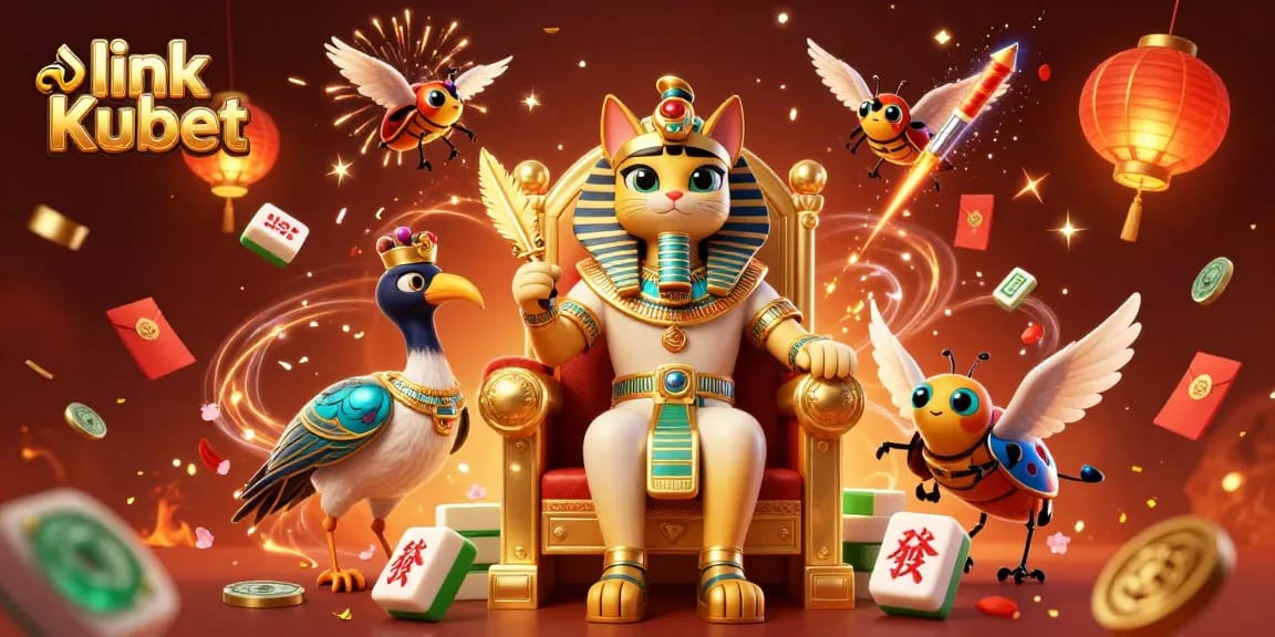 Experience link Kubet with vibrant 3D artwork featuring Egyptian-themed casino illustrations.