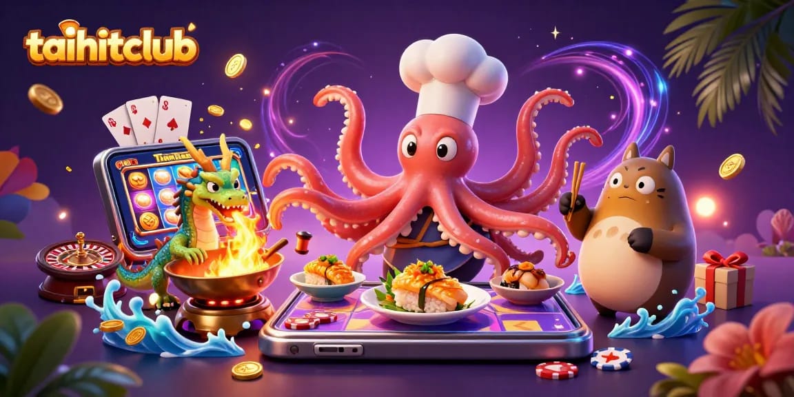 Spin the reels at taihitclub with vibrant character action in a dazzling casino scene.