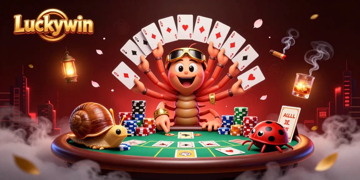 Enjoy thrilling poker games at Luckywin with dynamic characters and colorful chips.