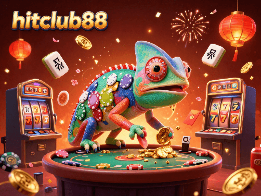 Experience thrilling gaming action at hitclub88 with colorful slots and festive decorations.