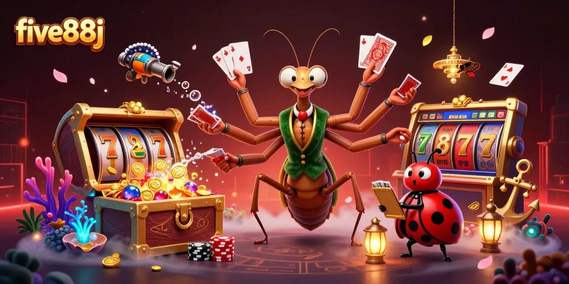 Experience the excitement of five88j with a vibrant casino scene featuring dynamic gaming elements!