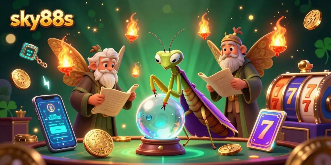 Engage with sky88s as a 3D cartoon fortune teller reveals secrets of winning in vibrant digital casino.
