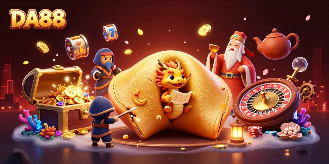 Experience DA88's thrilling casino adventure with golden cookies and dynamic slot reels!
