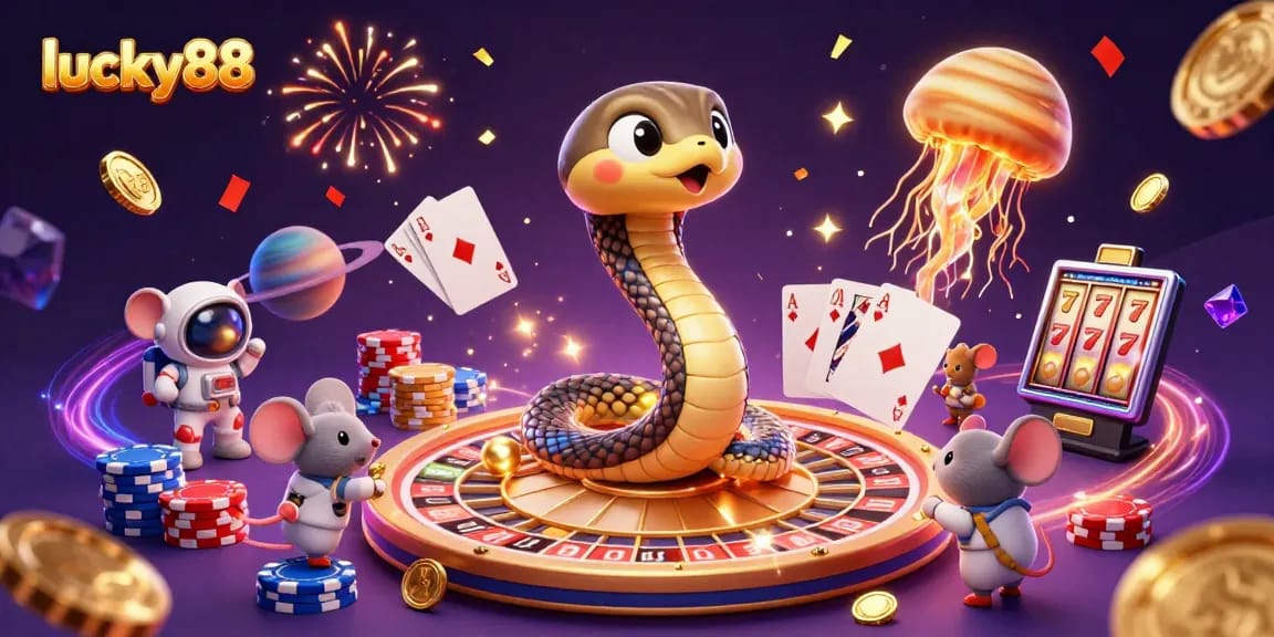 Win big with lucky88 as vibrant mice bet on a roulette wheel in a cosmic casino.