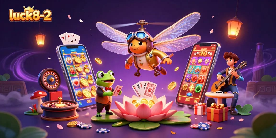 Experience luck8-2 at the dynamic lily pad casino, where friendly characters engage in thrilling card games.