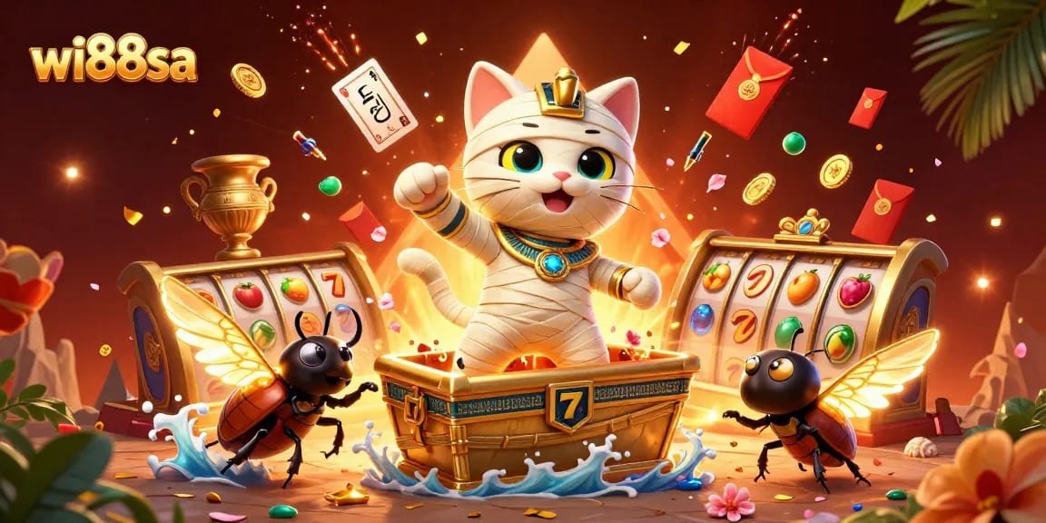 Experience the thrilling excitement of wi88sa with a 3D illustration showcasing a vibrant online casino.