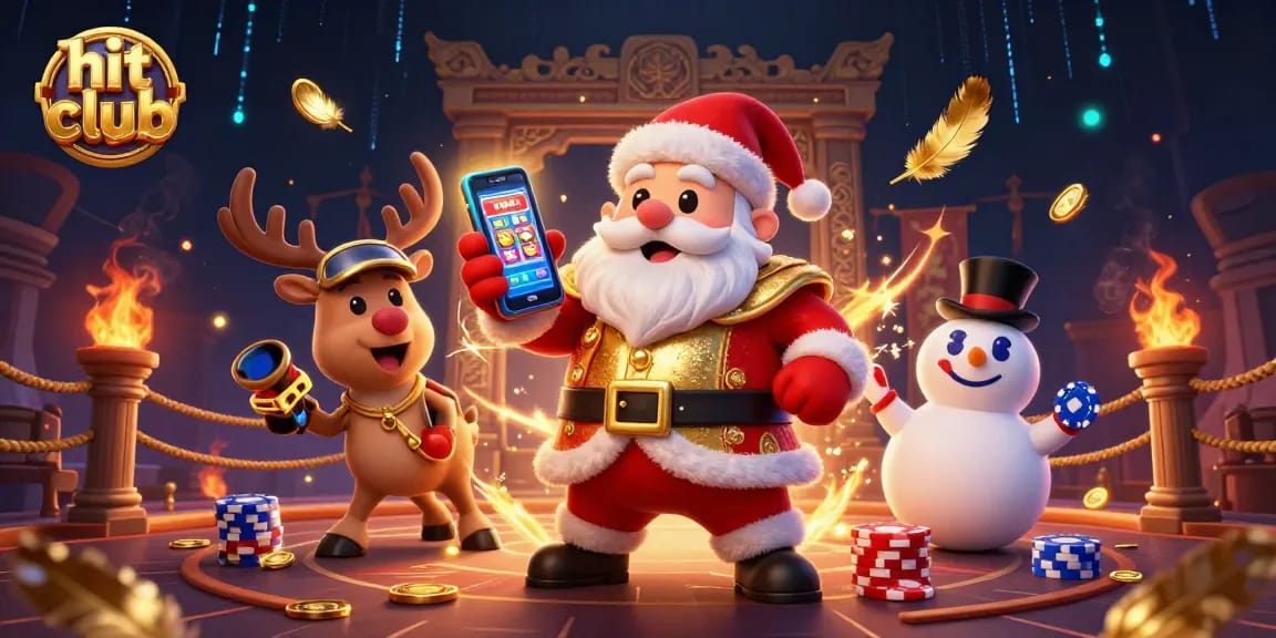 Experience the thrill of the hit club with a vibrant casino scene featuring Santa and his friends.