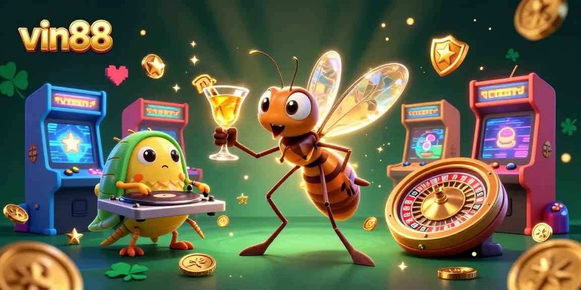 Experience exciting gameplay at vin88 with vibrant slots, colorful characters, and a lively casino atmosphere.