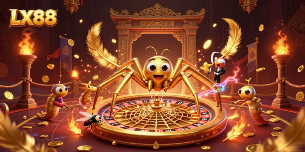 Experience the thrilling roulette vibe at LX88 with animated characters and a dynamic gambling scene.