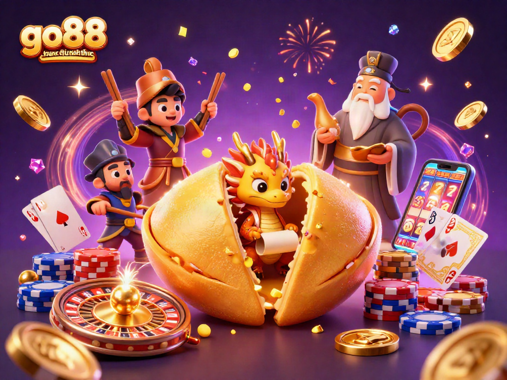 Engage with go88 trang chu chinh thuc through a vibrant casino adventure featuring golden elements and characters.