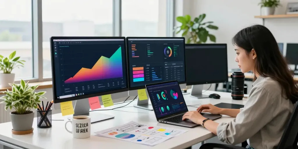 Buy followers through effective social media strategies in a vibrant office.