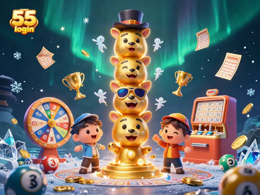 Play exciting games with 55 lottery login on this vibrant lottery illustration featuring engaging elements.