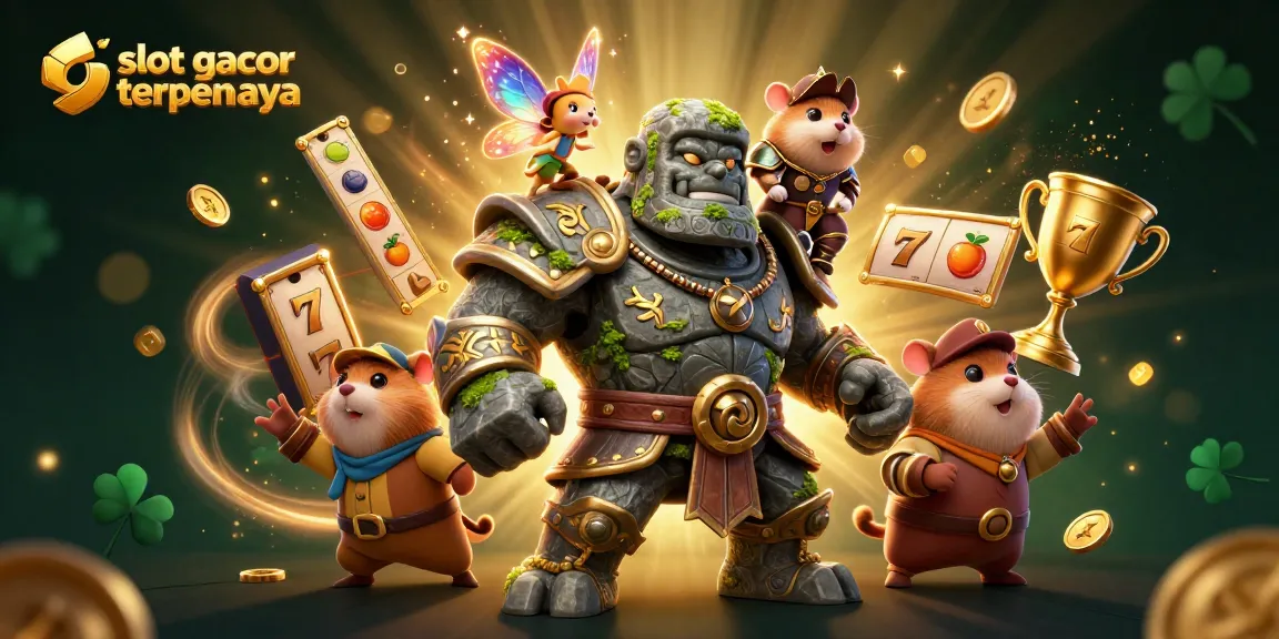 Experience the thrill of slot gacor terpercaya in a magical scene with enchanting characters and gaming elements.