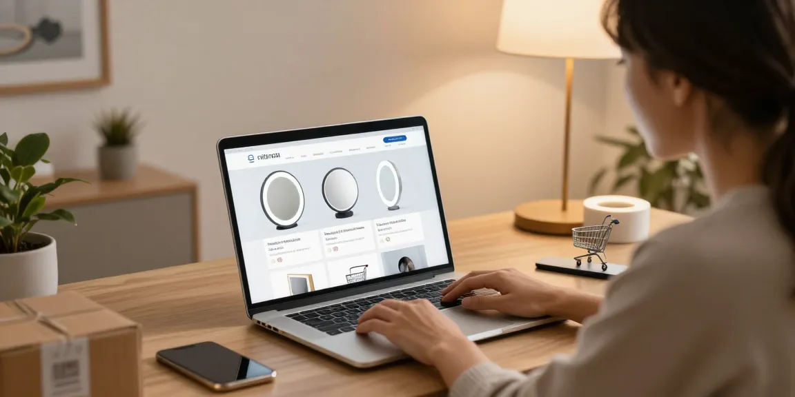An online shopping experience showcasing the sleek oglinda baie available at best deals on an e-commerce platform.