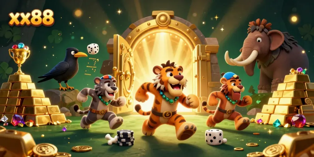 Experience thrilling gameplay with xx88's captivating prehistoric casino ambiance.