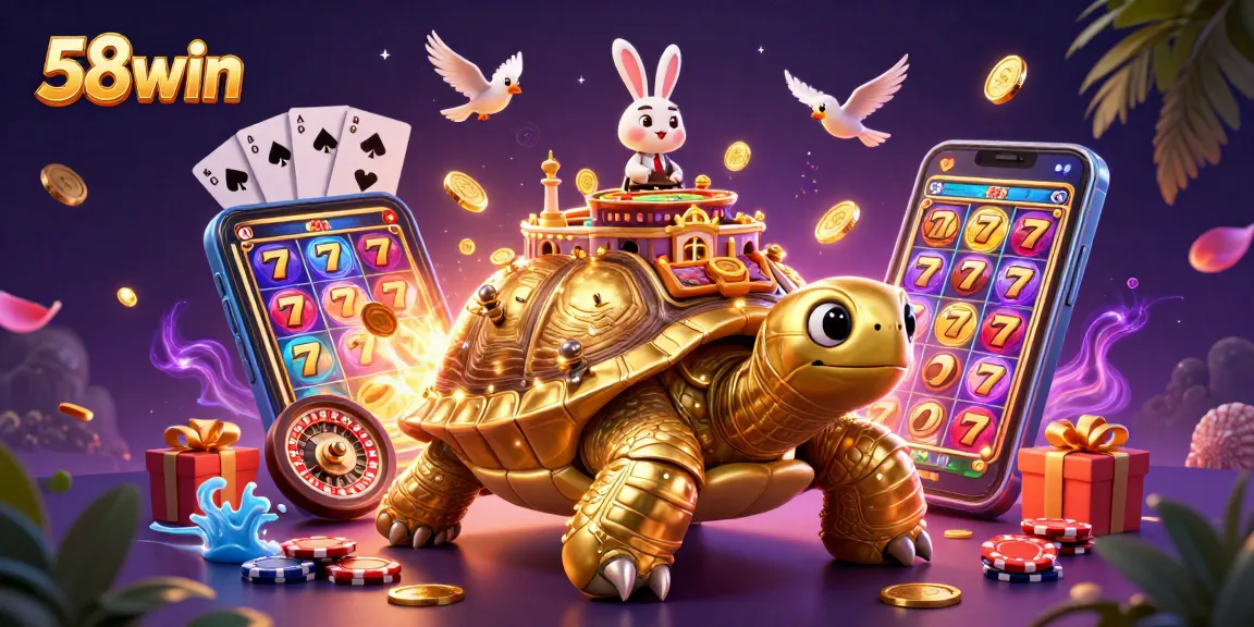 Experience thrilling wins at 58win with vibrant casino elements and a festive atmosphere.