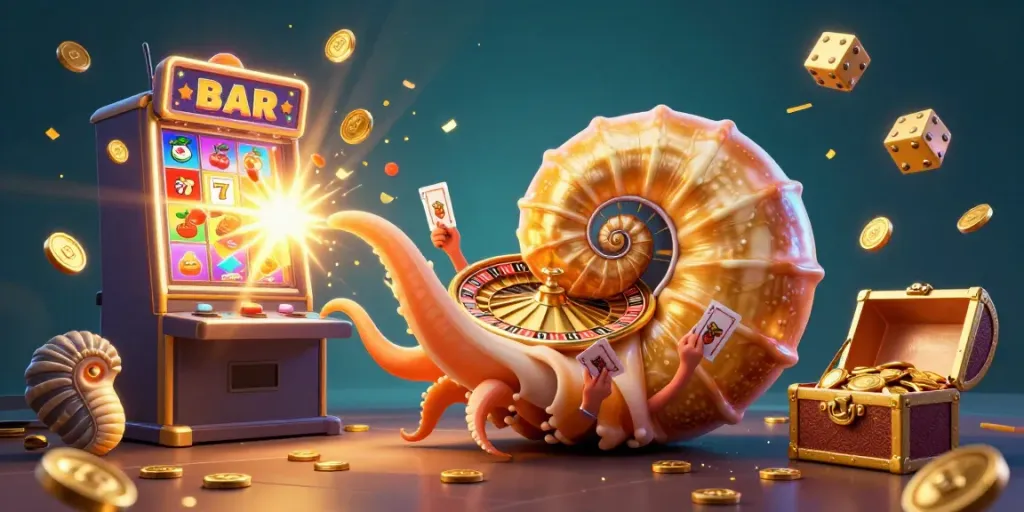 Play exciting games at Go8 while exploring a vibrant casino atmosphere with dazzling elements and unique characters.