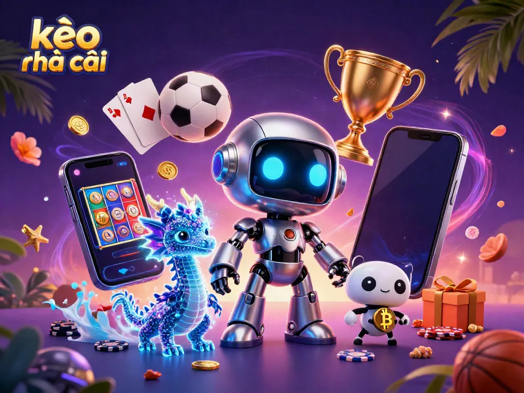 Engage with kèo nhà cái in a vibrant scene showcasing cyberpunk characters, sports betting, and casino elements.